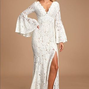 Duchess Ivory Lace Bell Sleeve Maxi Dress